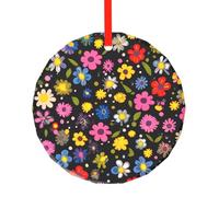 WBQLSL Ce pendentif rond en verre imprimé floral est parfait pour Noël, Halloween et autres décorations de vacances.