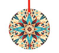 WBQLSL Ce pendentif rond en verre imprimé indien de fleur de diamant est parfait pour Noël, Halloween et d'autres décorations de vacances.