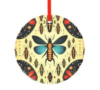 WBQLSL Ce pendentif rond en verre imprimé insectes est parfait comme décoration de sapin de Noël, d'anniversaire ou cadeau d'anniversaire.