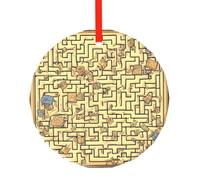 WBQLSL Ce pendentif rond en verre imprimé labyrinthe au trésor est parfait pour Noël, Halloween et d'autres décorations de vacances.