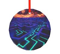 WBQLSL Ce pendentif rond en verre imprimé labyrinthe fluorescent est parfait pour Noël, Halloween et autres décorations de vacances.
