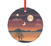 WBQLSL Ce pendentif rond en verre imprimé lune du soir est parfait pour Noël, Halloween et autres décorations de vacances.