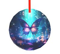 WBQLSL Ce pendentif rond en verre imprimé papillon curieux est parfait pour Noël, Halloween et d'autres décorations de vacances.