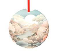 WBQLSL Ce pendentif rond en verre imprimé paysage de rêve est parfait pour Noël, Halloween et autres décorations de vacances.