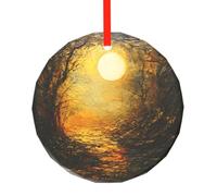 WBQLSL Ce pendentif rond en verre imprimé peinture à l'huile est parfait comme décoration de sapin de Noël, d'anniversaire ou cadeau d'anniversaire.