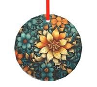 WBQLSL Ce pendentif rond en verre imprimé pétales fins et texturés est parfait comme décoration de sapin de Noël, d'anniversaire ou cadeau d'anniversaire.