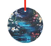 WBQLSL Ce pendentif rond en verre imprimé rivières colorées est parfait pour Noël, Halloween et d'autres décorations de vacances.