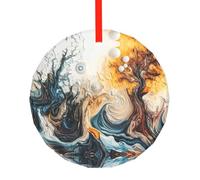 WBQLSL Ce pendentif rond en verre imprimé sculpture fluide de Noël est parfait pour Noël, Halloween et autres décorations de vacances.