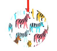 WBQLSL Ce pendentif rond en verre imprimé zèbre coloré est parfait pour Noël, Halloween et d'autres décorations de vacances.
