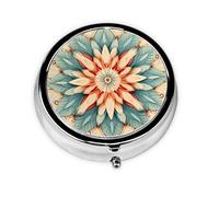 WBQLSL Cercles artistiques Mini boîte à pharmacie avec trois compartiments, petite boîte à médicaments ronde, portable