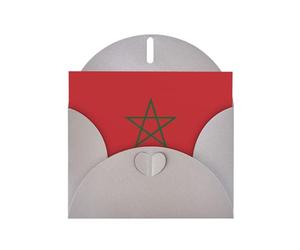 WBQLSL Cette carte de vœux en papier perlé gris drapeau du Maroc est adaptée pour Noël, les cartes de remerciement, les mariages, la Saint-Valentin et diverses cartes de vacances.