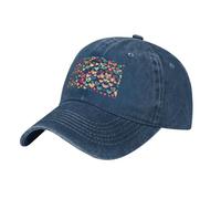 WBQLSL Chapeau de cowboy coloré avec impression d'image d'amour - réglable, adapté pour la randonnée, les voyages et diverses occasions., bleu marine, taille unique