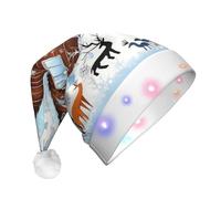 WBQLSL Chapeau de fête lumineux à LED pour adultes et enfants Motif fauve d'hiver
