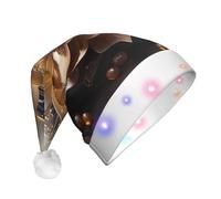 WBQLSL Chapeau de Noël blanc délicat pour adulte en trois étapes avec fleurs de lotus, chapeau de Noël unisexe avec éclairage LED, cadeau de fête de Nouvel An