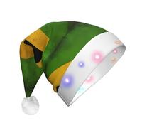WBQLSL Chapeau de Noël lumineux à trois étapes avec drapeau jamaïcain ancien pour adulte, chapeau de Noël unisexe avec éclairage LED, cadeau de Nouvel An