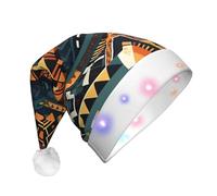 WBQLSL Chapeau de Noël lumineux à trois étapes pour adulte - Motif tribal africain - Unisexe - Avec LED - Cadeau de fête de Noël