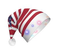 WBQLSL Chapeau de Noël lumineux en trois étapes avec drapeau américain pour adulte, chapeau de Noël unisexe avec éclairage LED, cadeau de fête de Nouvel An