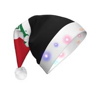 WBQLSL Chapeau de Noël lumineux en trois étapes avec drapeau irakien pour adulte, chapeau de Noël unisexe avec éclairage LED, cadeau de fête de Nouvel An