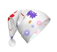 WBQLSL Chapeau de Noël lumineux en trois étapes avec fleur rotative à huit voies, chapeau de Noël unisexe pour le Nouvel An éclairé par LED, cadeau de fête de Noël en peluche