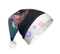 WBQLSL Chapeau de Noël Moonlight CottageChristmas avec lumières LED, parfait pour les fêtes costumées, les spectacles sur scène et les événements scolaires.