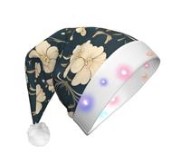 WBQLSL Chapeau de Noël rétro à petites fleurs blanches avec lumières LED, parfait pour les fêtes costumées, les spectacles sur scène et les événements scolaires.