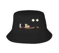 WBQLSL Chapeau de pêcheur à motif chaton regardant les étoiles - Pliable et facile à ranger, un excellent outil pour la pêche, la randonnée, le camping et les vacances à la plage Noir