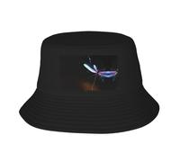 WBQLSL Chapeau de pêcheur avec motif cyber libellule - Pliable et facile à ranger, un excellent outil pour la pêche, la randonnée, le camping et les vacances à la plage - Noir