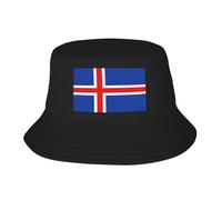 WBQLSL Chapeau de pêcheur avec motif drapeau de l'Islande - Pliable et facile à ranger, un excellent outil pour la pêche, la randonnée, le camping et les vacances à la plage Noir Taille unique