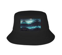 WBQLSL Chapeau de pêcheur avec motif étoiles de science-fiction - Pliable et facile à ranger, un excellent outil pour la pêche, la randonnée, le camping et les vacances à la plage Noir Taille unique