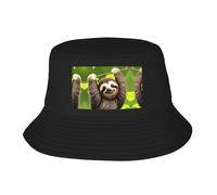 WBQLSL Chapeau de pêcheur avec motif paresseux mignon - Pliable et facile à ranger, un excellent outil pour la pêche, la randonnée, le camping et les vacances à la plage Noir Taille unique