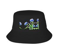 WBQLSL Chapeau de pêcheur bleu à motif fleurs bleuets - Pliable et facile à ranger, un excellent outil pour la pêche, la randonnée, le camping et les vacances à la plage