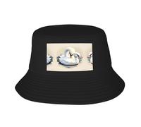 WBQLSL Chapeau de pêcheur mignon avec motif cygne pliable et facile à ranger, un excellent outil pour la pêche, la randonnée, le camping et les vacances à la plage Noir Taille unique