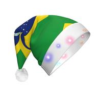 WBQLSL Chapeau de Père Noël à LED avec drapeau brésilien, unisexe pour Noël, Nouvel An, adulte, cadeau de fête de Noël