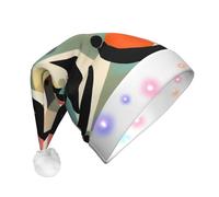 WBQLSL Chapeau de Père Noël à lumière LED pour chat d'art moderne du milieu du siècle, chapeau unisexe pour Noël, Nouvel An, adulte, cadeau de fête de Noël