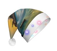 WBQLSL Chapeau de Père Noël avec lumière LED Sunset in Barcelona - Unisexe - Pour Noël, Nouvel An, adulte - Cadeau de fête de Noël