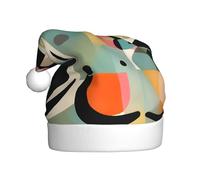 WBQLSL Chapeau de Père Noël avec motifs de chat d'art moderne du milieu du siècle, décoration de fête de Noël, accessoire interactif pour fête du Nouvel An