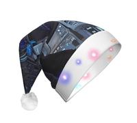 WBQLSL Chapeau de Père Noël décoratif Cabin of the Future avec lumières LED, parfait pour les fêtes costumées et les spectacles sur scène.