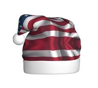 WBQLSL Chapeau de Père Noël imprimé drapeau américain, décoration d'ambiance de fête de Noël, accessoire interactif pour fête du Nouvel An
