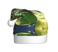 WBQLSL Chapeau de Père Noël imprimé grenouille accroupie, décoration d'ambiance de fête de Noël, accessoire interactif pour fête du Nouvel An