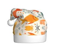 WBQLSL Chapeau de Père Noël imprimé Koi et herbe, décoration de scène de fête du Nouvel An, accessoire photo atmosphérique