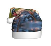 WBQLSL Chapeau de Père Noël imprimé libellules colorées, décoration d'ambiance de fête de Noël, accessoire interactif de fête du Nouvel An