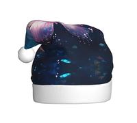 WBQLSL Chapeau de Père Noël imprimé papillon en cristal dans l'eau, décoration d'ambiance de fête de Noël, accessoire interactif pour fête du Nouvel An