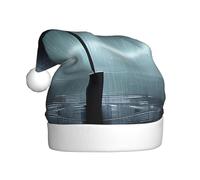 WBQLSL Chapeau de Père Noël imprimé parapluie noir sous la pluie, chapeau de décoration de scène de fête du Nouvel An, accessoire photo atmosphérique