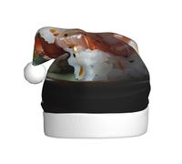 WBQLSL Chapeau de Père Noël imprimé saumon frais, chapeau de décoration de scène de fête du Nouvel An, accessoire photo atmosphérique