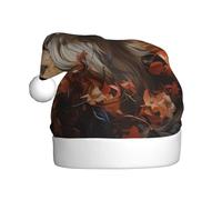 WBQLSL Chapeau de Père Noël renard et fleurs pour adulte, 40 cm de haut, chapeau de Père Noël unisexe en peluche, bonnet de Père Noël Noël Nouvel An fête