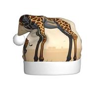 WBQLSL Chapeau de Père Noël unisexe en peluche avec motif girafe pour adulte - 40 cm de haut