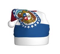 WBQLSL Chapeau de Père Noël unisexe en peluche de 40 cm de haut, chapeau de Père Noël, Nouvel An, drapeau de l'État du Missouri pour adulte