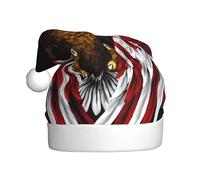 WBQLSL Chapeau de Père Noël unisexe en peluche de 40 cm de haut, chapeau de Père Noël, Nouvel An, drapeau américain, aigle patriotique, chapeau de Père Noël universel pour adulte