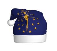 WBQLSL Chapeau de Père Noël unisexe en peluche de 40 cm de haut, chapeau de Père Noël, Nouvel An, drapeau de l'État de l'Indiana, chapeau de Père Noël universel pour adulte