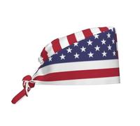 WBQLSL Chapeau de travail respirant imprimé drapeau américain avec bande absorbant la transpiration, convient aux hommes et aux femmes, noir